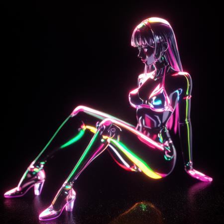 00428-3920481256-a (shineglasscd, neon lights, light particles, colorful_1.3, gradient, chromatic aberration) girl statue, sexy pose, long hair,.png